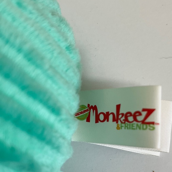 Monkeez & Friends. one   NWT. 6.5”x7.5” wide.  Teal bear. Soft chenille pattern. - Picture 5 of 8